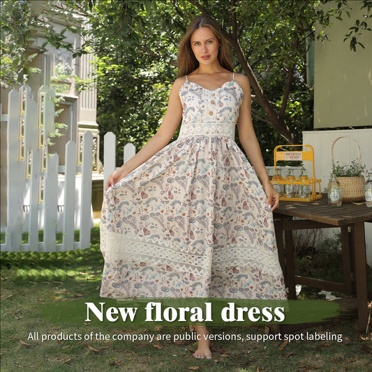 Women’s Sleeveless Suspender Floral Dress