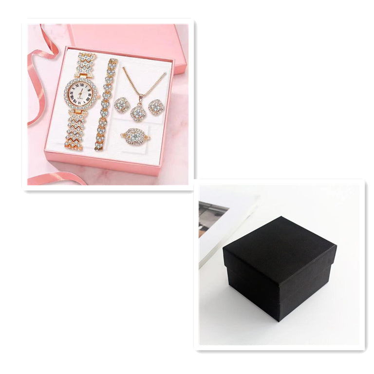 Full Diamond Luxury Bracelet Watch Set – Women’s Quartz Fashion Jewelry