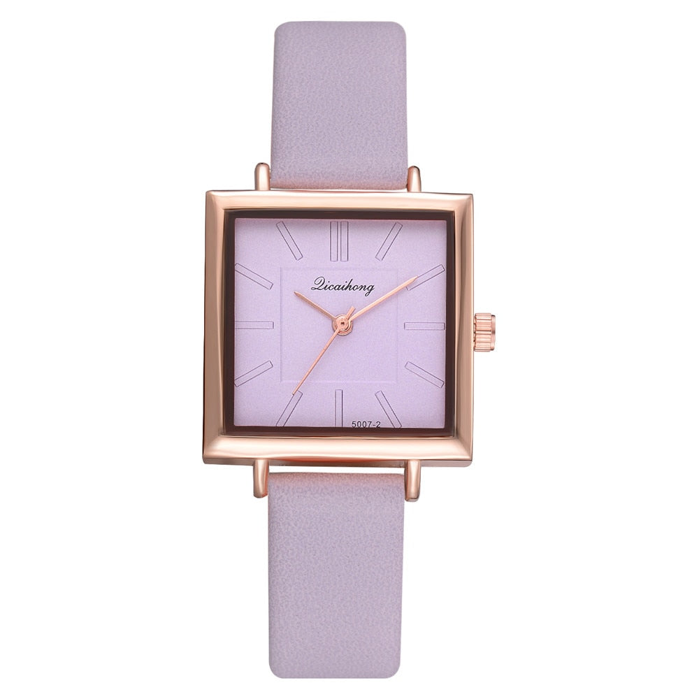 Square Women Bracelet Watch – Crystal Leather Quartz Wristwatch