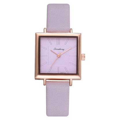 Square Women Bracelet Watch – Crystal Leather Quartz Wristwatch