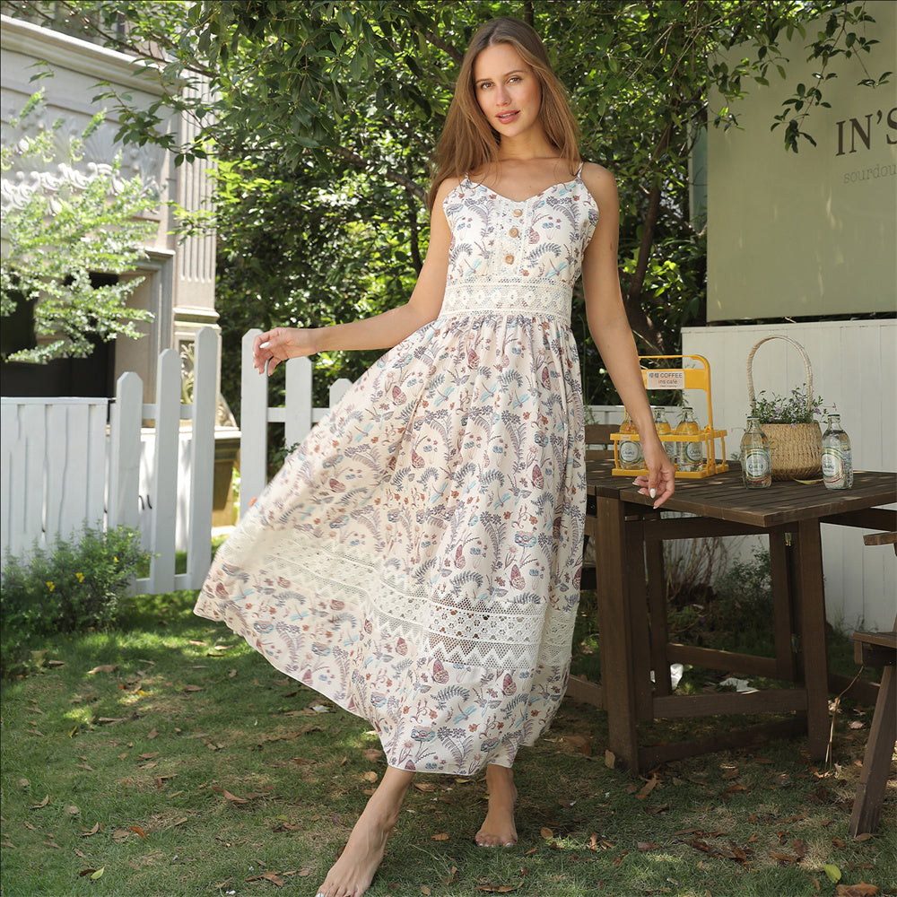 Women’s Sleeveless Suspender Floral Dress