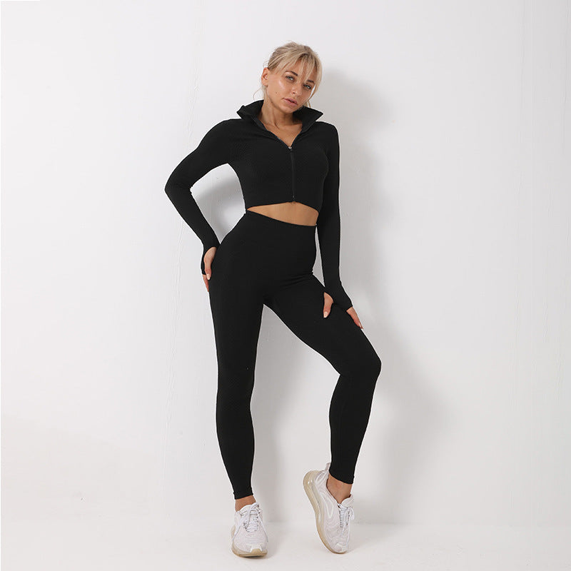 3-Piece Women’s Gym Set | Seamless Yoga Leggings & Sports Bra