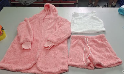 Women’s 3 Piece Pajama Set – Long Sleeve Crop Top & Shorts Lounge Set