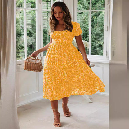 Women’s Square Collar Floral Maxi Dress
