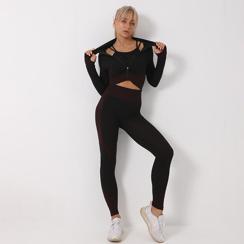 3-Piece Women’s Gym Set | Seamless Yoga Leggings & Sports Bra