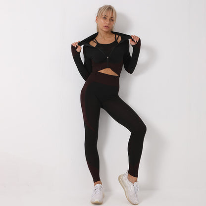 3-Piece Women’s Gym Set | Seamless Yoga Leggings & Sports Bra