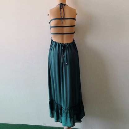 Backless Bohemian Beach Maxi Dress – 100% Cotton Summer Sundress