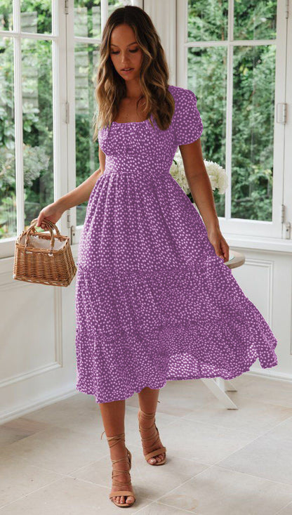 Women’s Square Collar Floral Maxi Dress