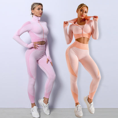 3-Piece Women’s Gym Set | Seamless Yoga Leggings & Sports Bra