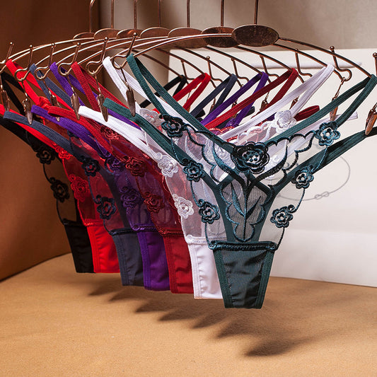 Women’s Lace Thong – Floral Embroidered Underwear