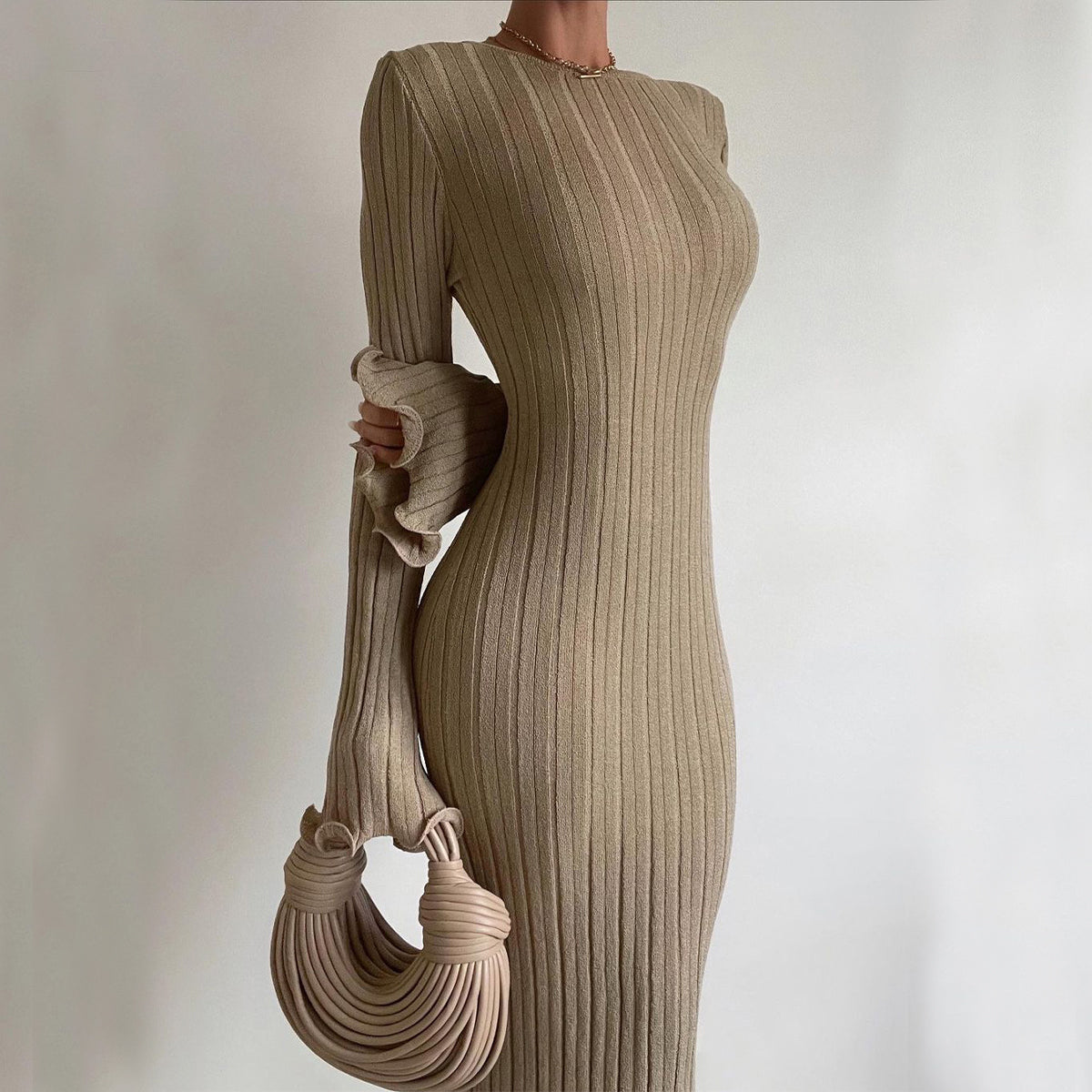 Women’s Slim Knit Maxi Dress – Elegant Party Long Dress