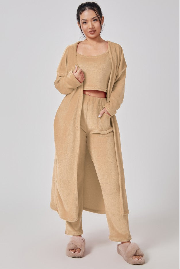 Women’s Cozy 3 Piece Pajama Set – Warm Lounge Wear Matching Set