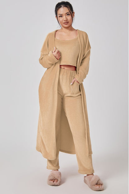 Women’s Cozy 3 Piece Pajama Set – Warm Lounge Wear Matching Set