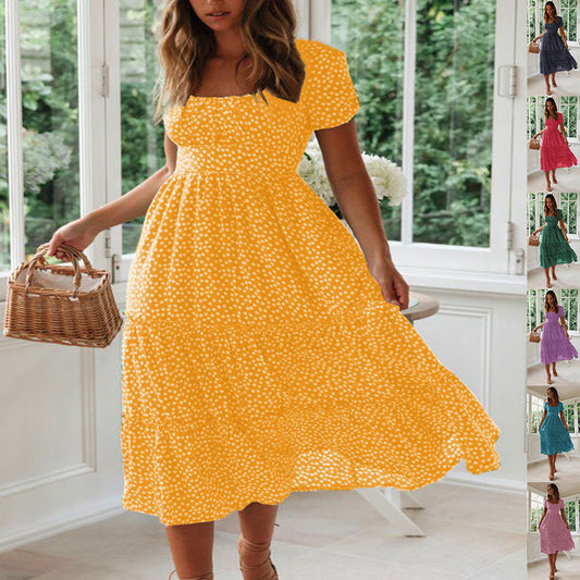 Women’s Square Collar Floral Maxi Dress
