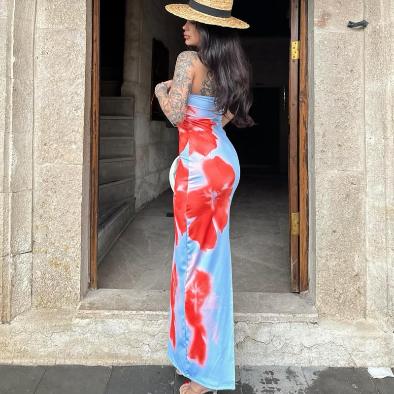 Women’s Slim Tube Dress – Long Summer Slit Beach & Party Dress