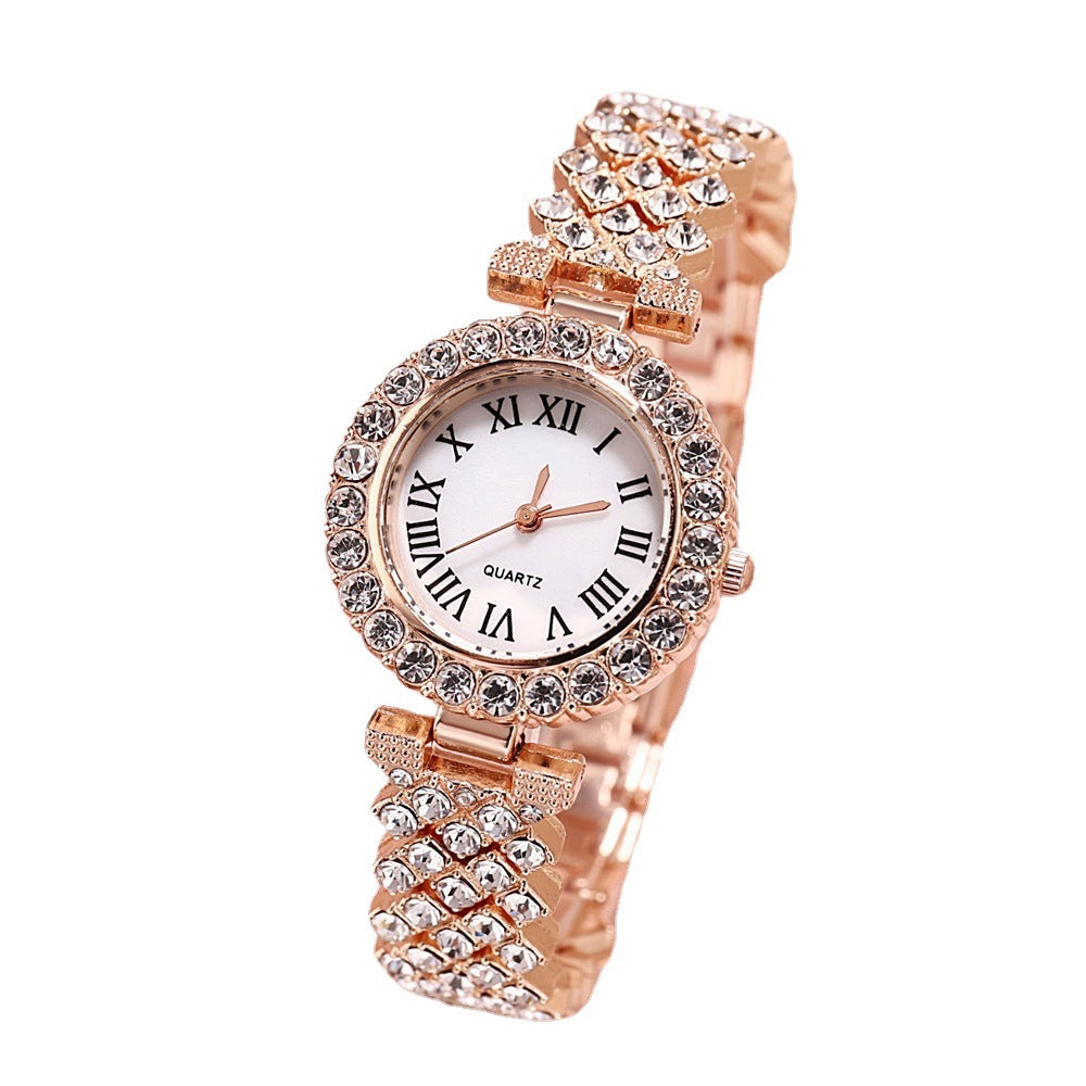 Full Diamond Luxury Bracelet Watch Set – Women’s Quartz Fashion Jewelry