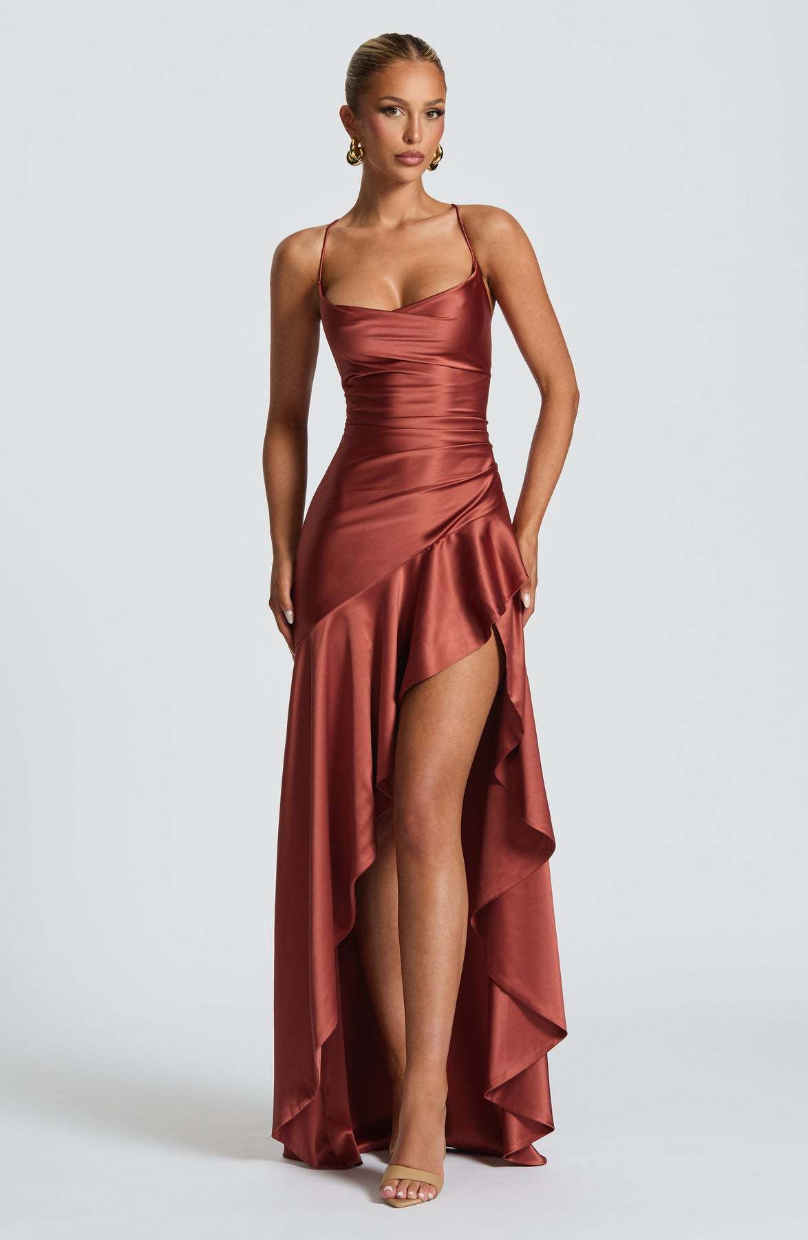 Women’s Backless Ruffle Split Maxi Dress – Elegant Summer Party Dress
