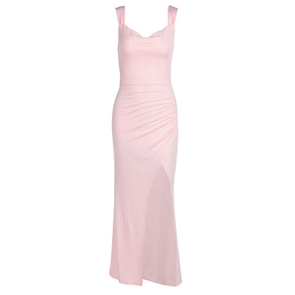 Women’s Slim Sleeveless Slit Dress – Back Tie Fashion Dress