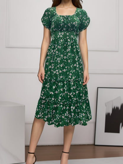 Women’s Square Collar Floral Maxi Dress