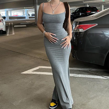 Women’s Spaghetti Strap Long Bodycon Dress | Slim Party & Club Dress