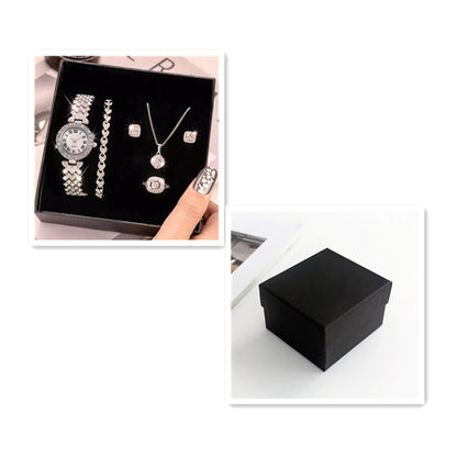 Full Diamond Luxury Bracelet Watch Set – Women’s Quartz Fashion Jewelry