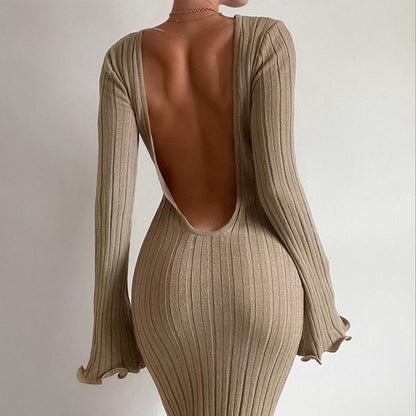 Women’s Slim Knit Maxi Dress – Elegant Party Long Dress