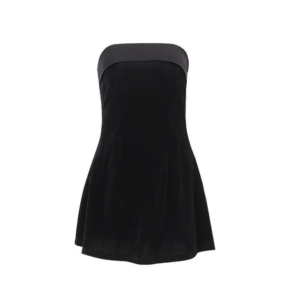 Women’s Slim Tube Top Dress | Zipper A-Line Short Party Dress