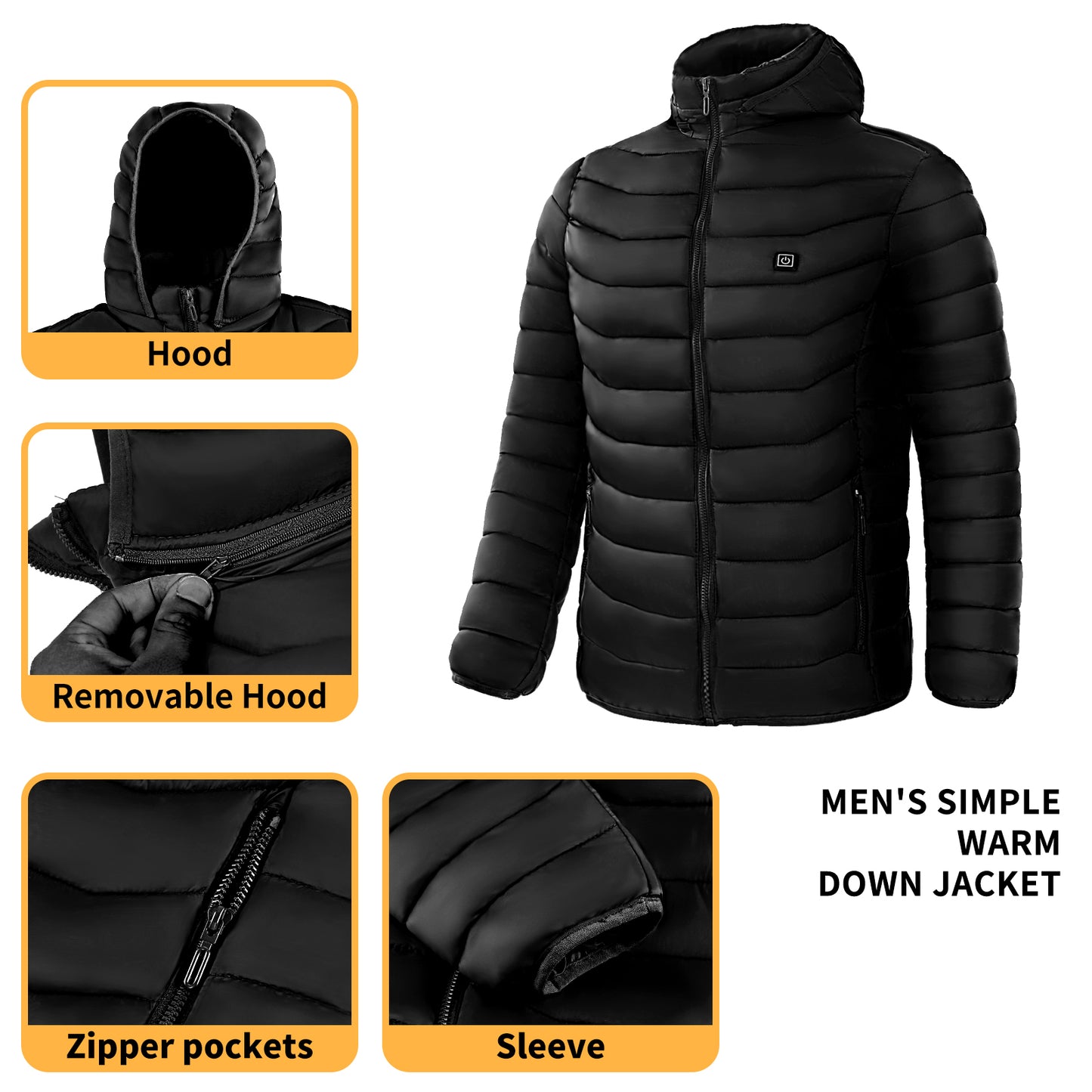 Men’s Heated Puffer Jacket – Electric 9 Zone Heating Winter Coat
