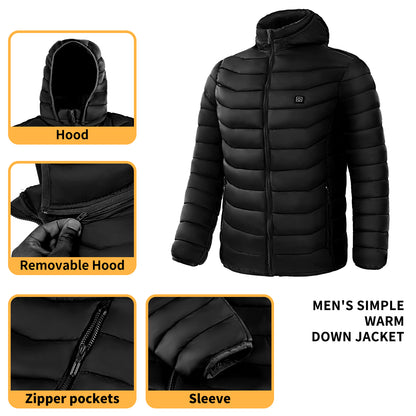 Men’s Heated Puffer Jacket – Electric 9 Zone Heating Winter Coat