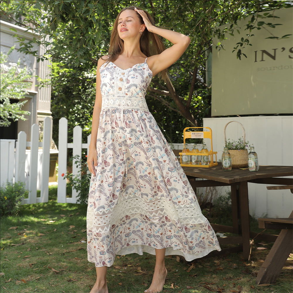 Women’s Sleeveless Suspender Floral Dress
