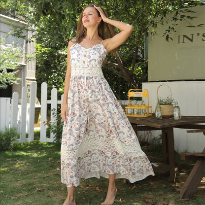 Women’s Sleeveless Suspender Floral Dress