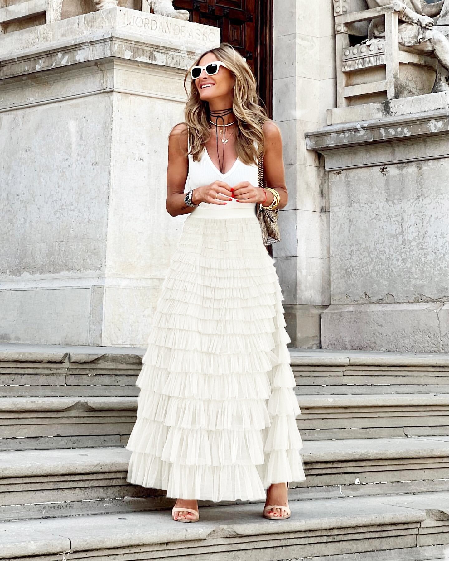 Women’s Layered Ruffle Cake Skirt | A-Line Mesh Party Dress